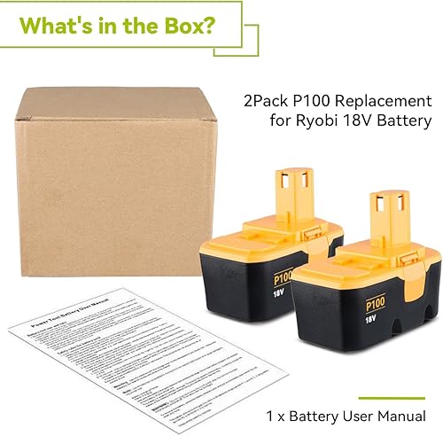 Miniatura 7 de LUMSING Paquete de 2 herramientas eléctricas inalámbricas P100 de 4.8 Ah compatibles con batería Ryobi de 18 V Ni-Mh ABP1801 ABP1803 BPP1820