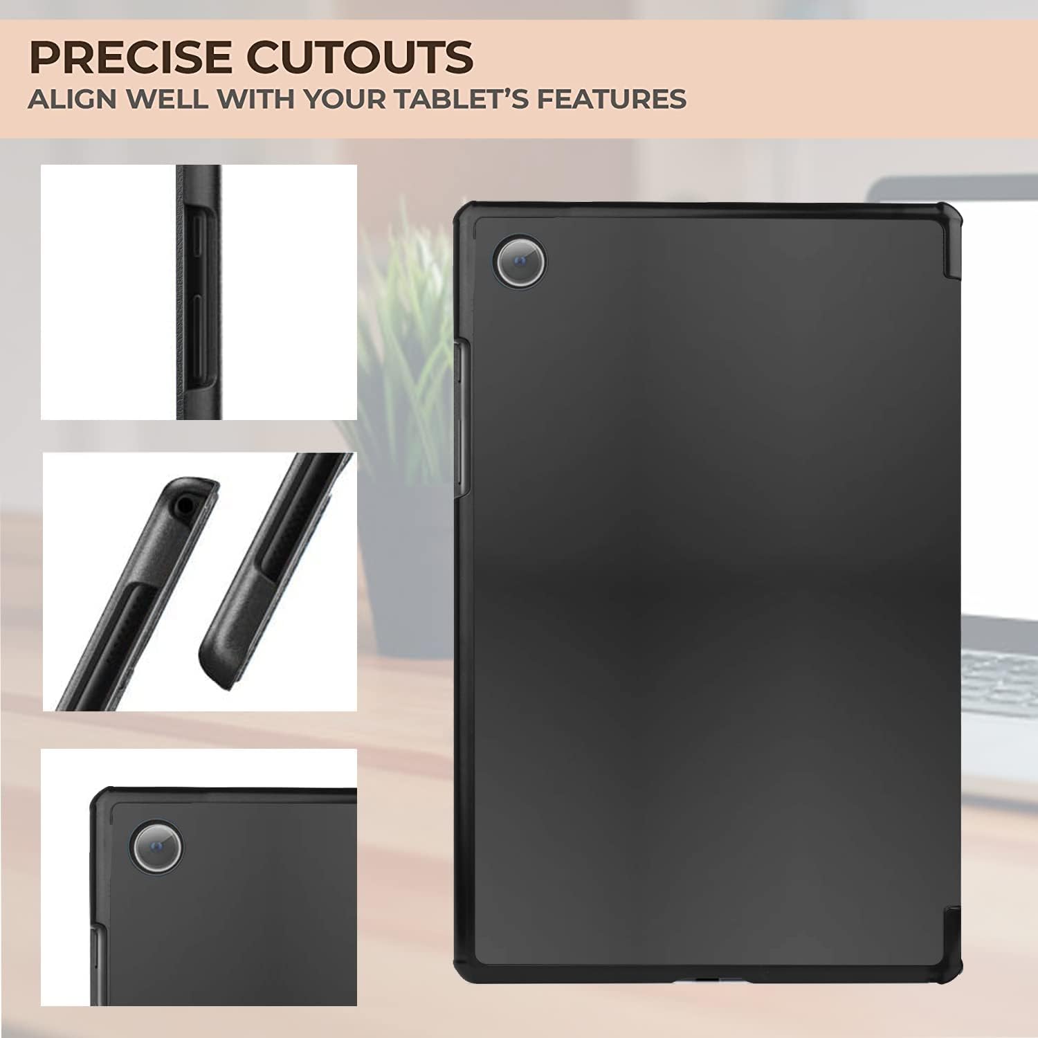Robustrion Cover for Samsung Galaxy Tab A8 Cover Case 10.5 inch Trifold Flip Stand Case Cover for Samsung A8 Tablet [SM-X200/X205/X207] - Black