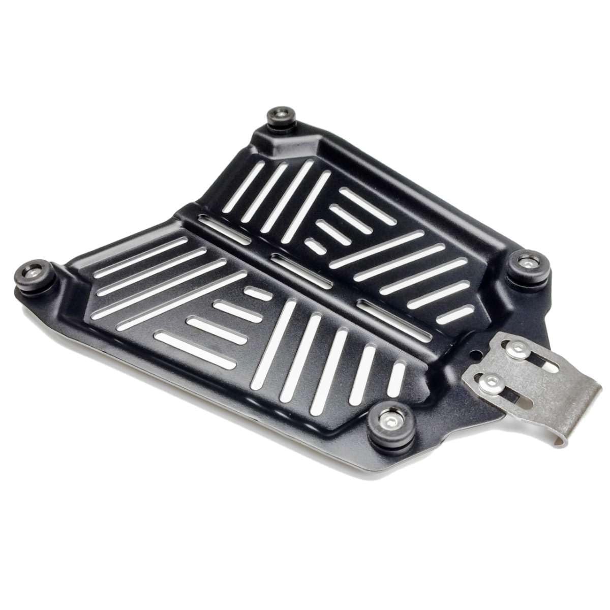 Generico BAULETTO MOTO SCOOTER 62LTR NERO EFFETTO ALLUMINIO CON PIASTRA UNIVERSALE E SCHIENALE CHIUSURA ANTIFURTO MATERIALE ABS
