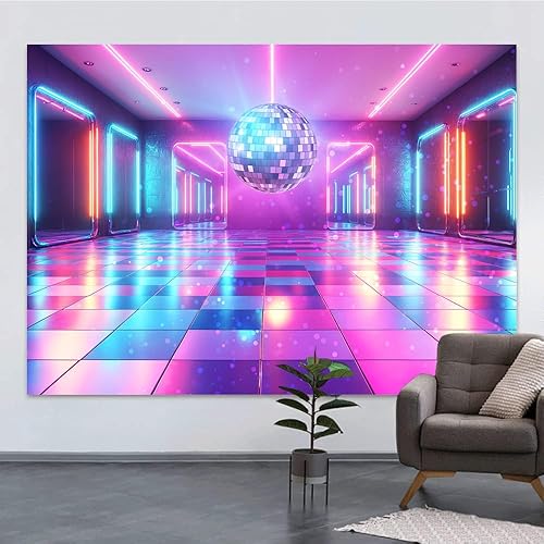 Miniatura 7 de Fondo de decoración de discoteca, retro brillante, fiesta de los años 70, 80, 90, temática, escenario, baile, decoración de fiesta, pancarta de