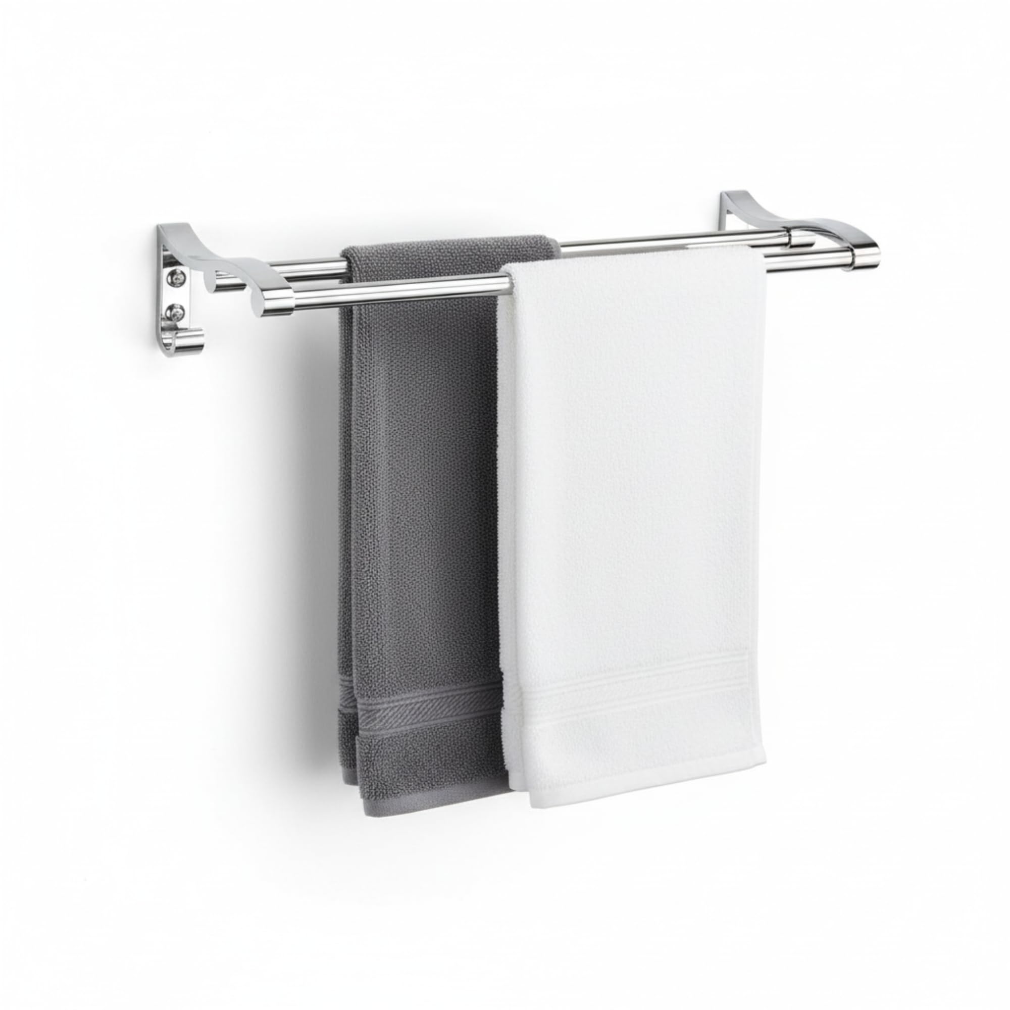 Stainless Steel Double Towel Rod 24 Inch | Wall Mounted Bathroom Towel Rack | Rust-Proof Chrome Finish Towel Hanger | Dual Towel Holder Rail for Bathroom & Kitchen