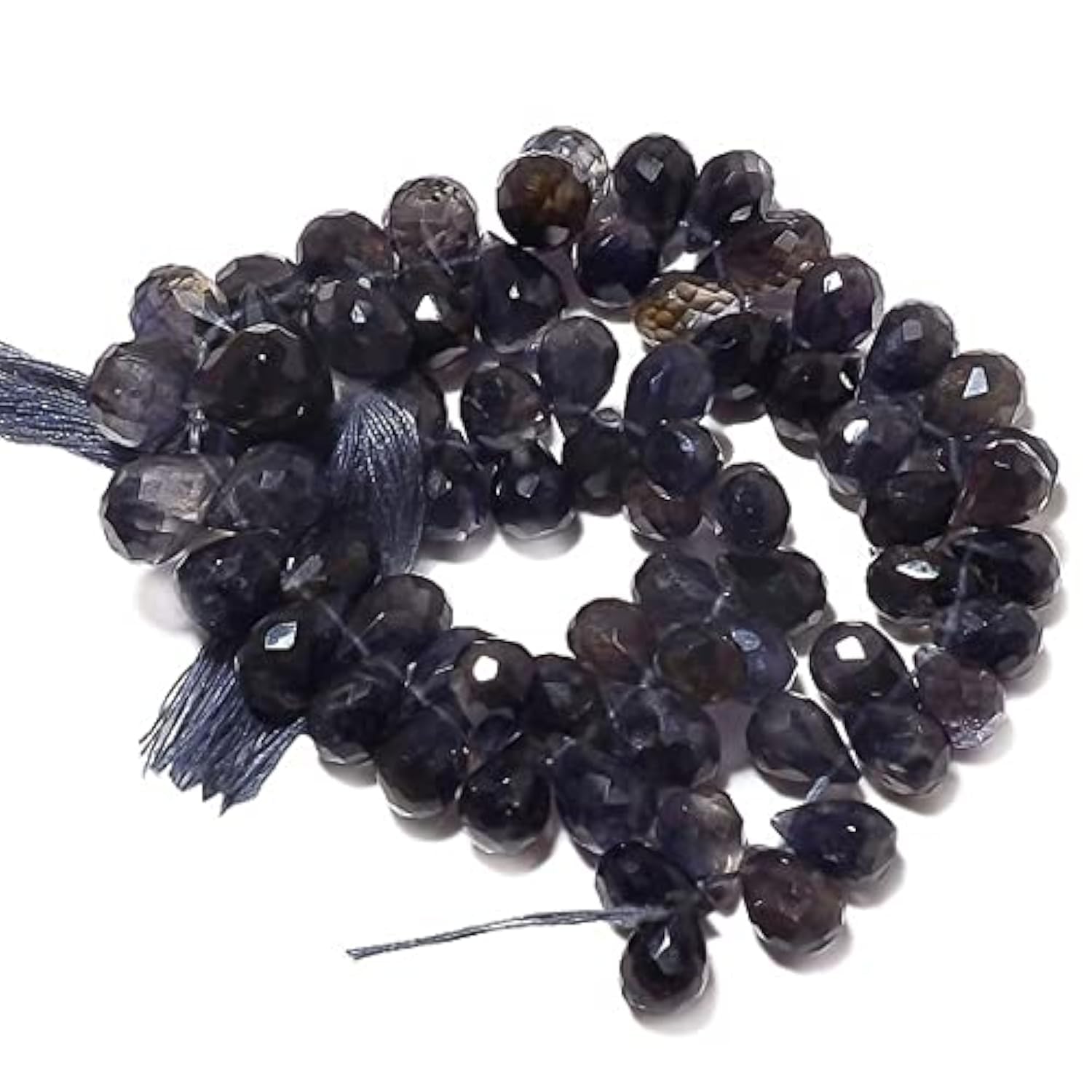 Iolite briolette beads pierres naturelles facettées en goutte 6x8mm pour création DIY