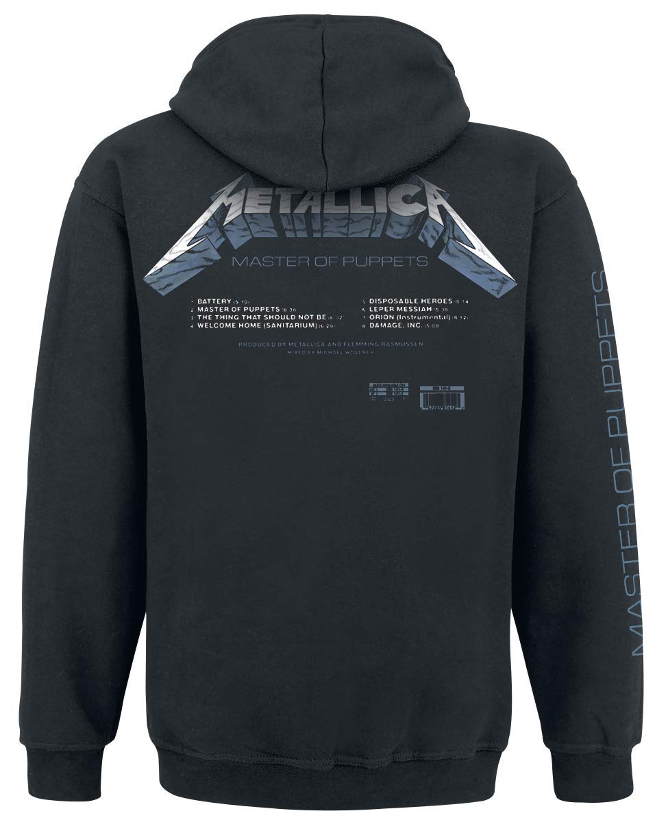 Metallica Master of Puppets Tracks Pull à capuche pour homme Noir