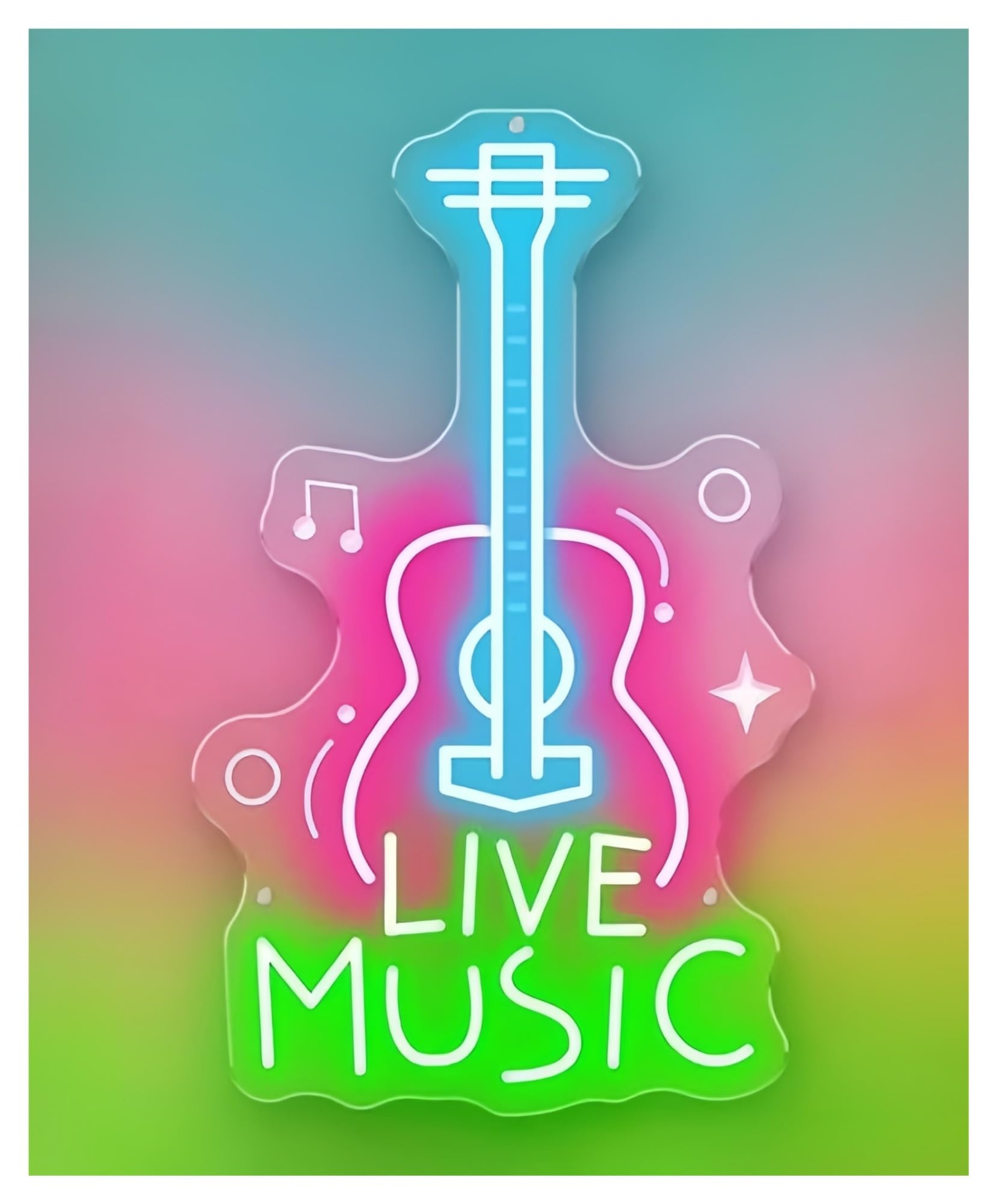 Shouxi A Sign Lamp Music Guitar Neon Sign Room Decor Bar Studio Decoration Guitar Player(,60X38cm)