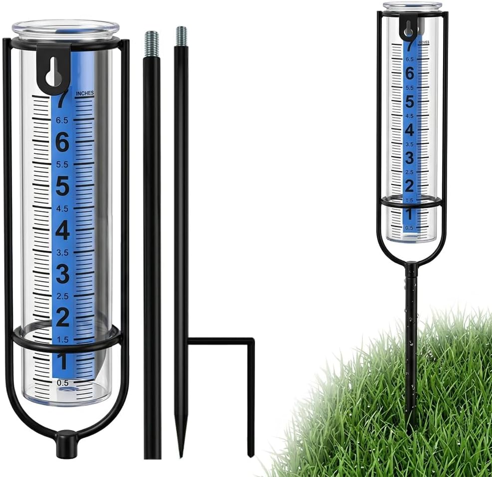Rain Gauge Outdoor 7 Inch Freeze Proof Water Gauge with Metal Stake