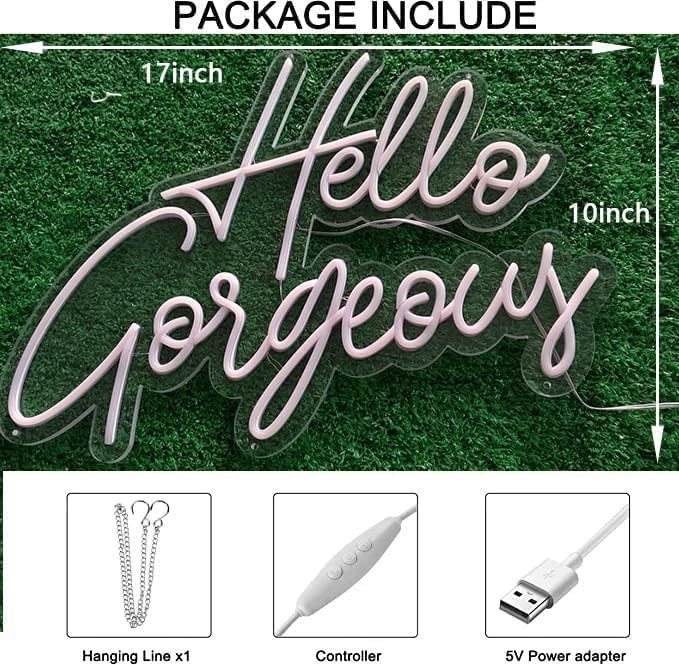 Miniatura 4 de Hello Gorgeous - Luz nocturna LED de neón para pared, hogar, fiesta, pared, boda, día de San Valentín, dormitorio, cumpleaños, arte, bar, club,