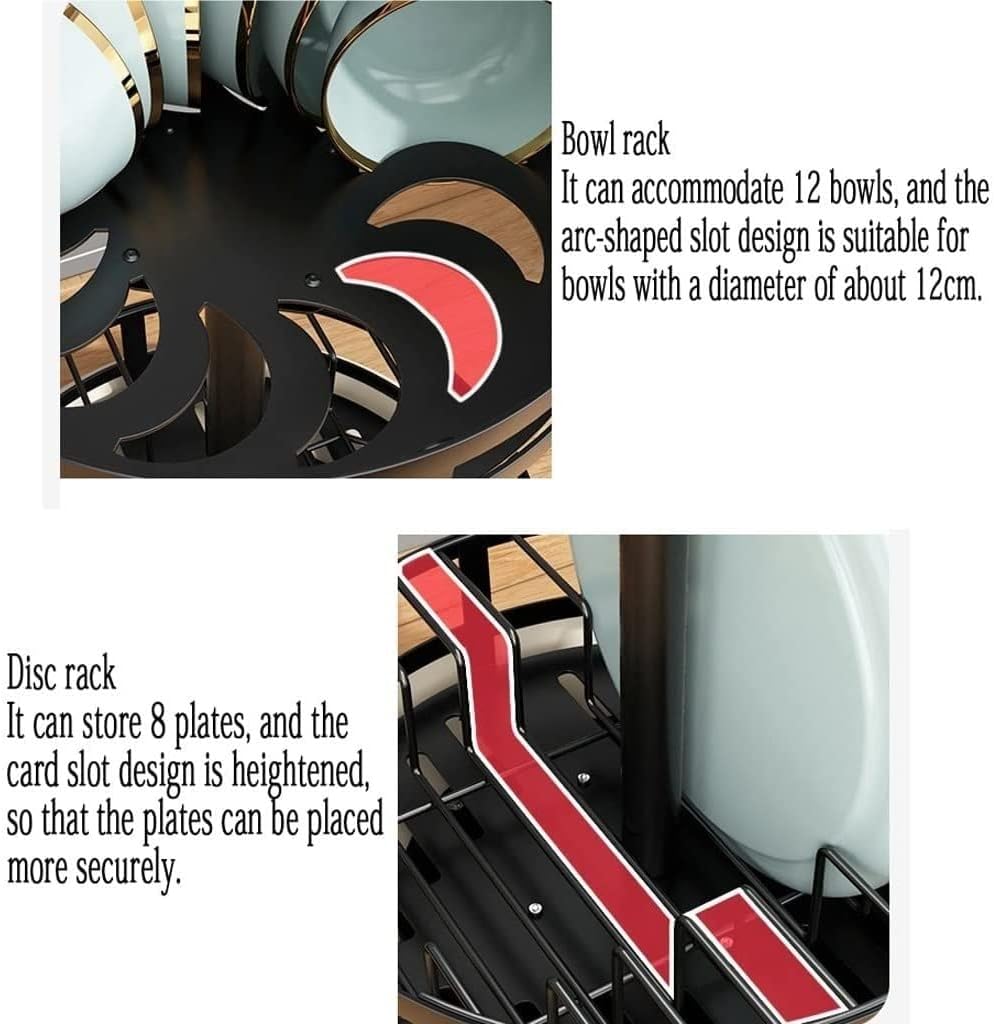 Dish Drying Rack Tableware Holder 2 Tier Rotatable Kitchen Racks Carbon Steel Dish Rack with Drainboard for Kitchen Countertop Saving Space for Kitchen Drying Rack Kitchen