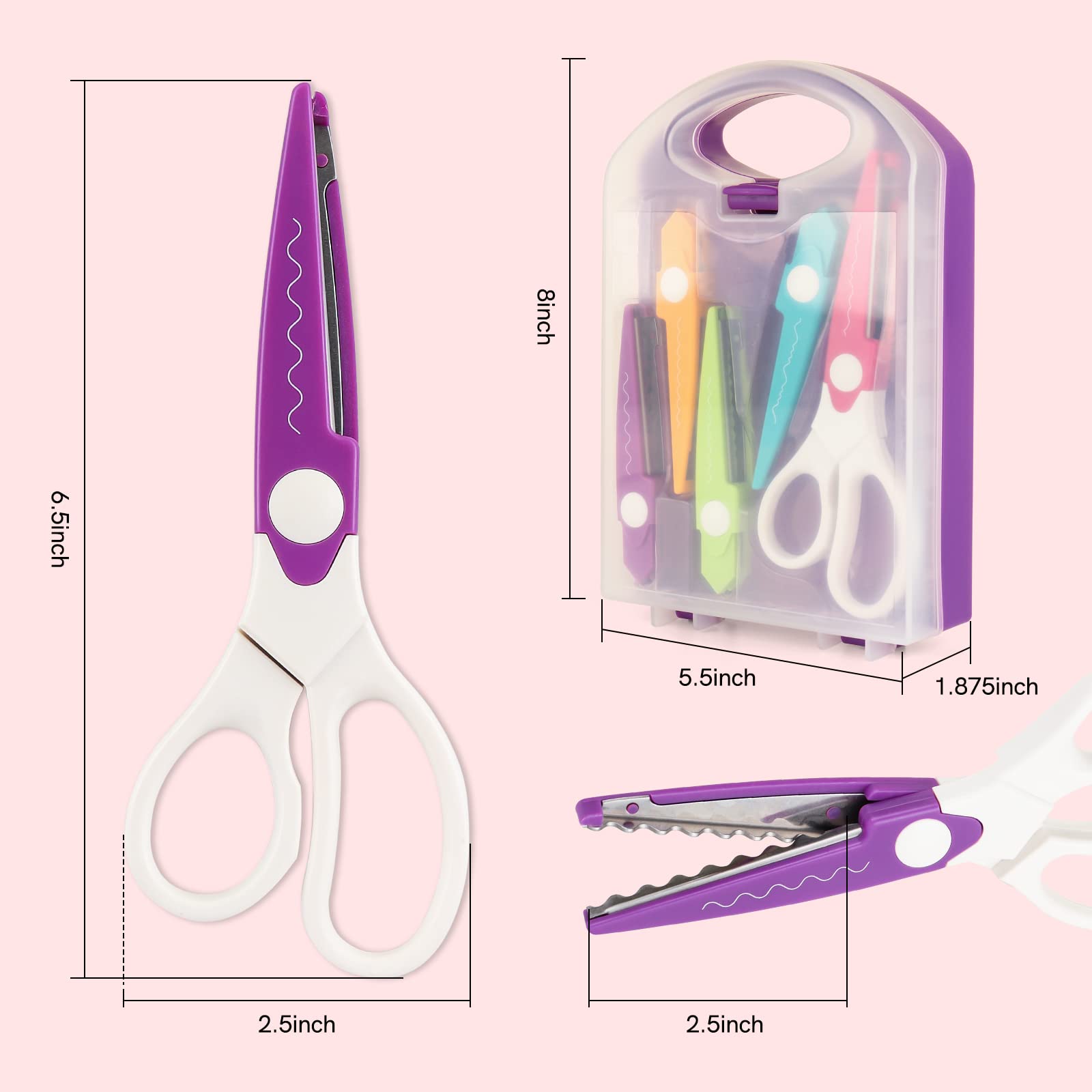 6Pcs/Set Craft Scissors Decorative Paper Edge Scissors with Storage Box Set - Image 2