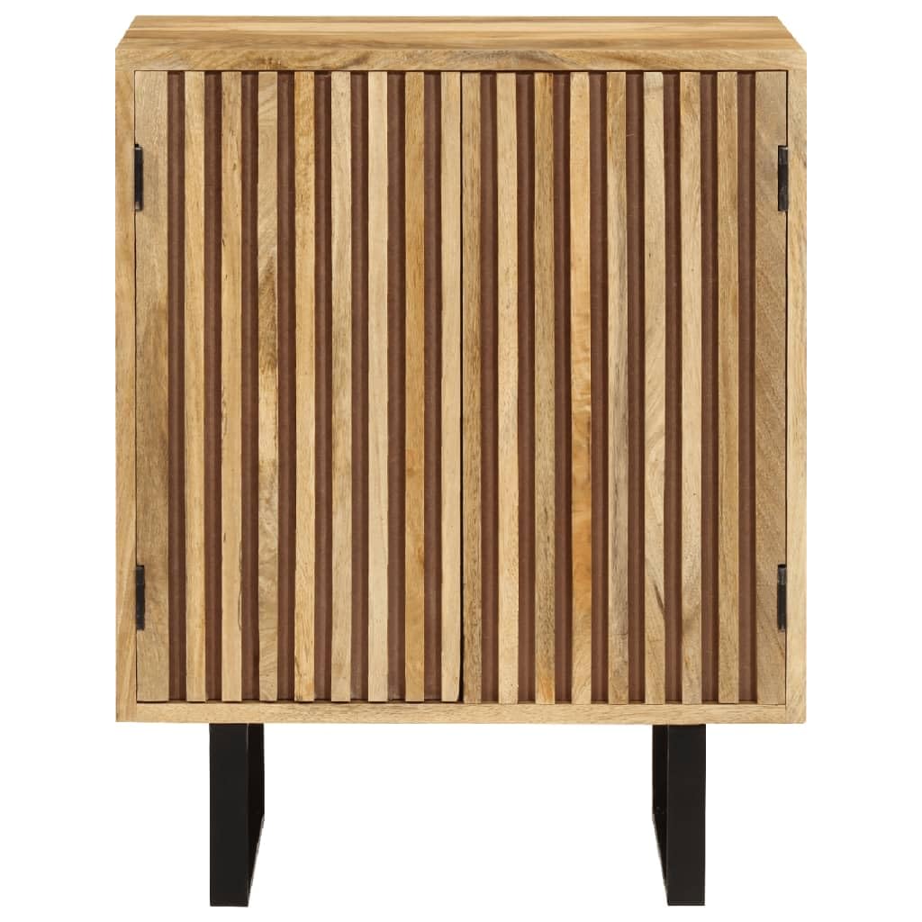 Buffet en bois de manguier massif avec 2 portes, dimensions 55 cm de large, 35 cm de profondeur et 70 cm de haut, design classique avec beaucoup d'espace de rangement