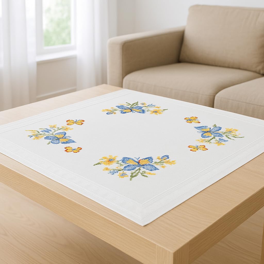 KAMACA Set da ricamo a punto croce, motivo: animali, prestampati, con filo da ricamo e istruzioni per ricamo fai da te per adulti (farfalle 80 x 80 cm)