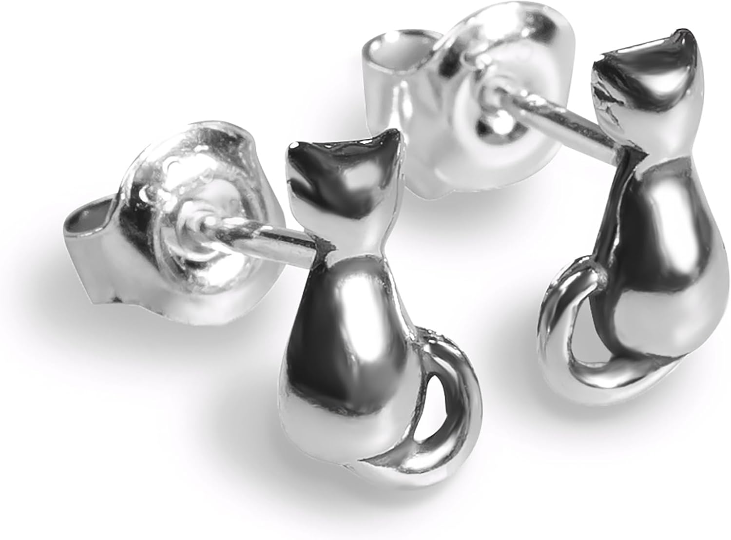 Silver Miniature Cat Stud Earrings