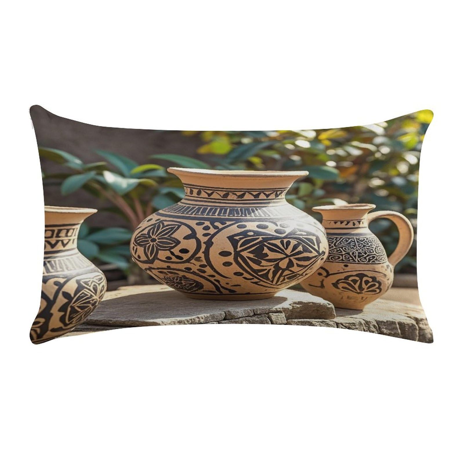 Africa Ethnic Pottery Pillow Case Decorative Rectangle Throw Pillow Cover Soft Plush Pillowcase Cozy Cushion Case Modern Pillow Sham Cushion Cover for Bedroom Sofa Couch 20 X 12 Inch