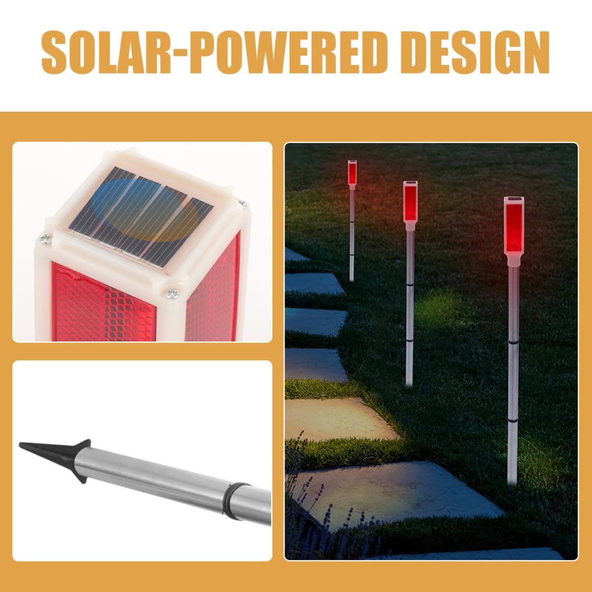 GALPADA 5Pcs Solar Caution Lamp Traffic Warning Light for Roadside and Construction Sites Durable and Easy Installation Long Lasting Use