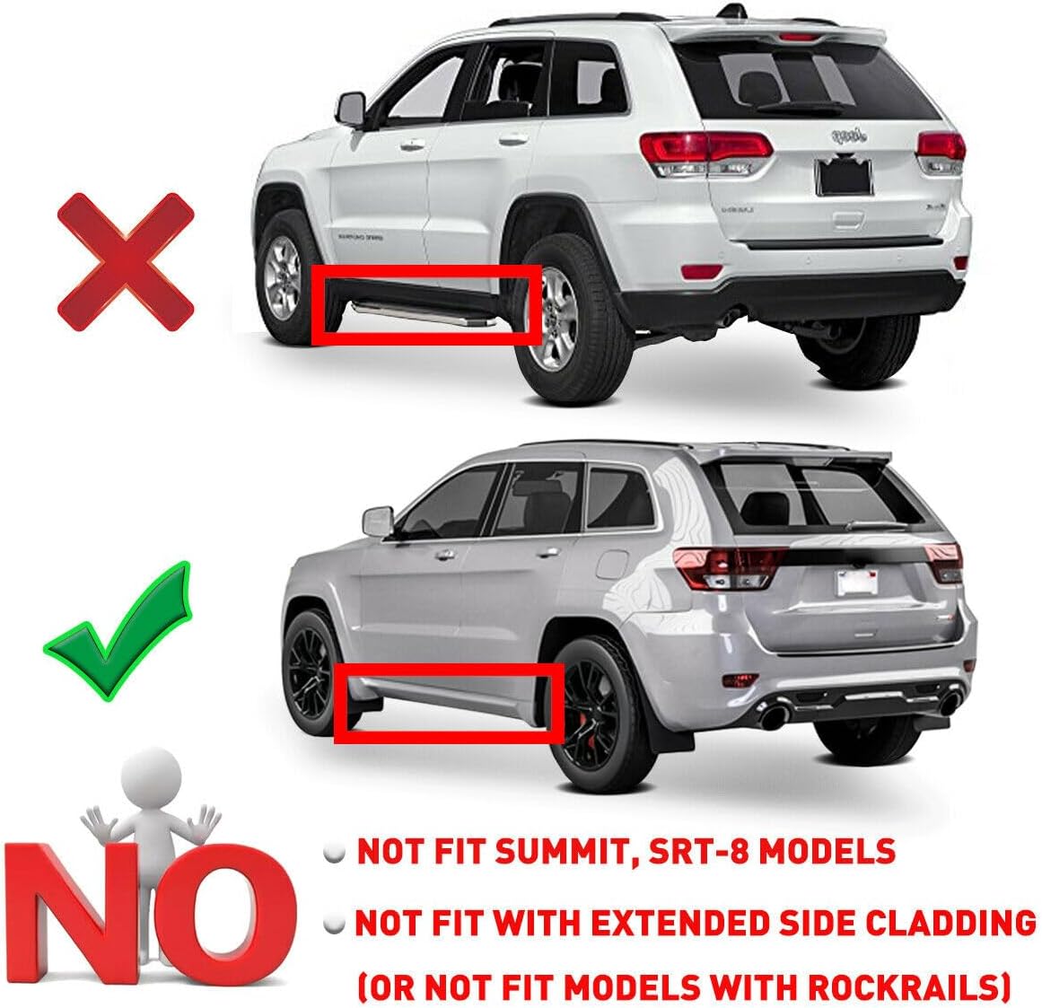 4pcs Splash Guards Mudguards Flaps Front Rear Side Tpo for Jeep Grand Cherokee Altitude 2018-2019 & Laredo/Limited 2011-2020 & Overland 2011-2018 2020 & Trailhawk 2017-2020 WEF0799