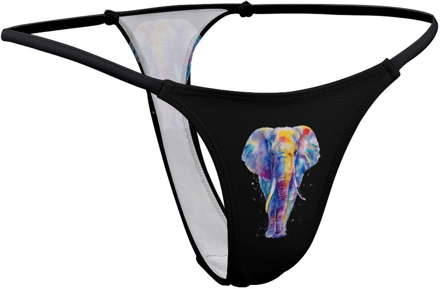 Watercolor Elephant Sexy G String Thongs for Women No Show X-Large