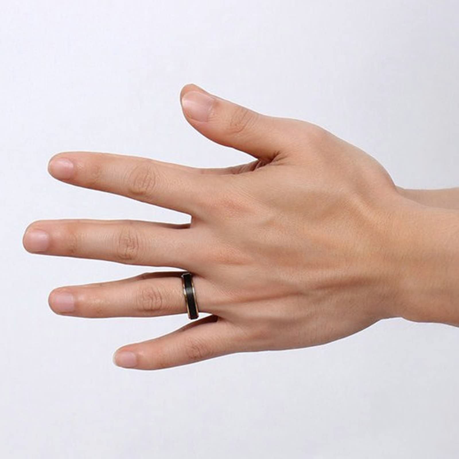 KnSam Wolfram Partner Kette mit Ring Anhänger, 2 Stück Paar Kette Personalisiert Gebürstet mit Goldener Rand, Schwarz für Damen Herren (Breite 5MM, Länge 60cm/ 50cm, Damen 54 Herren 62)