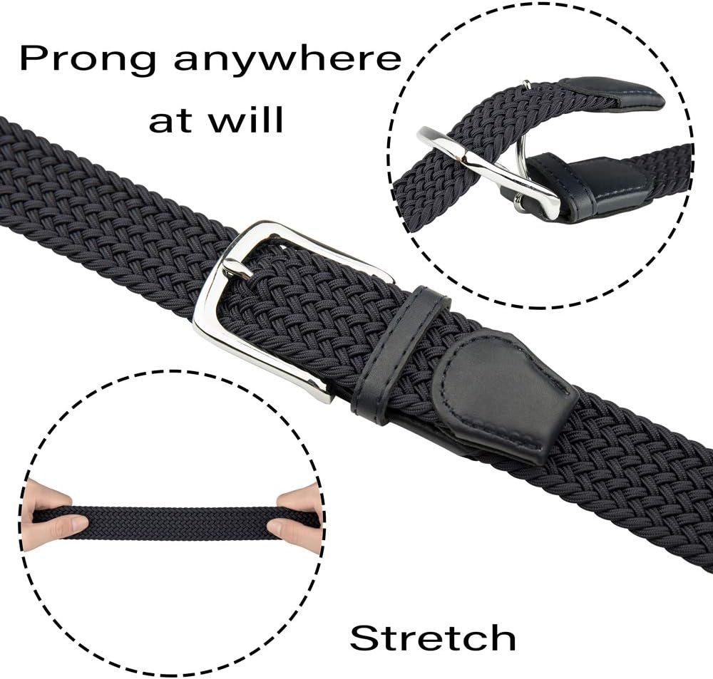 JUKMO Elastic Braided Belt, Stretch Woven Belt in Gift Box | Suitable for Golf Business Dress Pants
