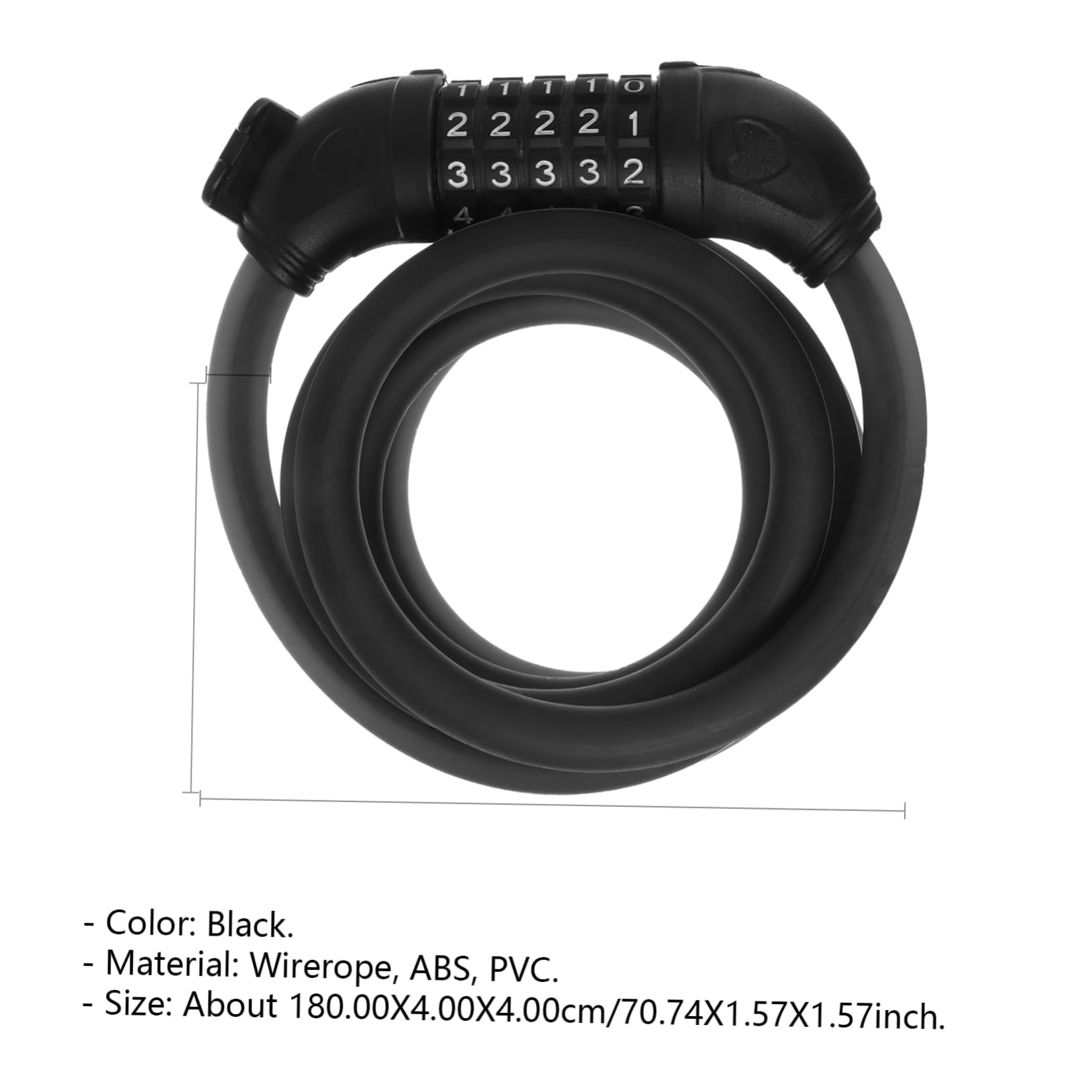 BESPORTBLE Bike Chain Lock Security Cable Lock 5- Resettable Code for Bike Accessories