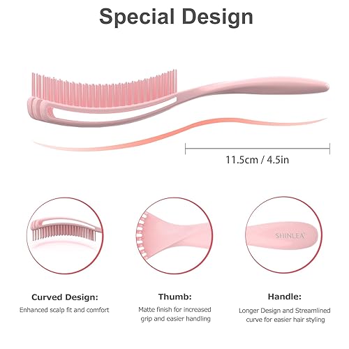 Miniatura 2 de Cepillo desenredante para cabello rizado, juego de cepillos para rizos húmedos y secos, lacio, grueso, fino, sin dolor, tamaño pequeño para viajes,