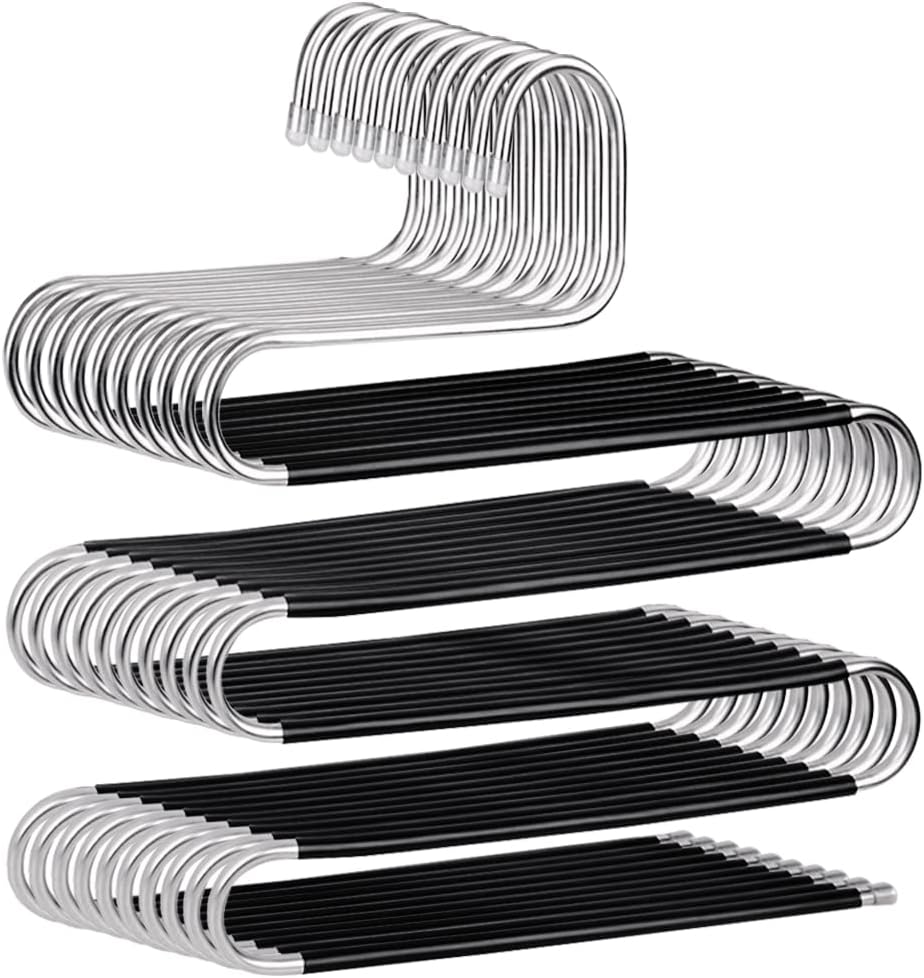 GoodtoU Pant Hangers Space Saving 10 pcs Black Non-Slip S-Type Jeans Hangers for Men and Women