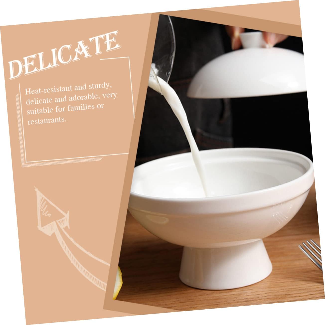 Unomor European Bird Nest Bowl with Lid Stewed Cup for Sugar Water Desserts High Class Ceramic Serving Bowl Airtight Design for Pudding Yogurt