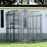 Large Walk-in Cage 77-inch Heavy Duty Birdcage Outdoor Diamond Grid Aviary Parrot Cage Wide Flight Metal Birdcage for Macaw Budgie Conure Lovebird Parakeet Cockatiel, 6.4x3.87x5.91ft, Silver