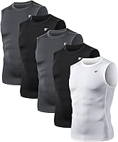 TELALEO 5 Pack Men's Sleeveless Compression Tank Tops - Athletic Workout Shirts for Running, Basketball, Gym Base Layer