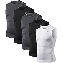 5 Pack Men's Athletic Compression Shirts Sleeveless Workout Tank Top Sports Base Layer Running Basketball