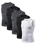 5 Pack Men&apos;s Athletic Compression Shirts Sleeveless Workout Tank Top Sports Base Layer Running Basketball