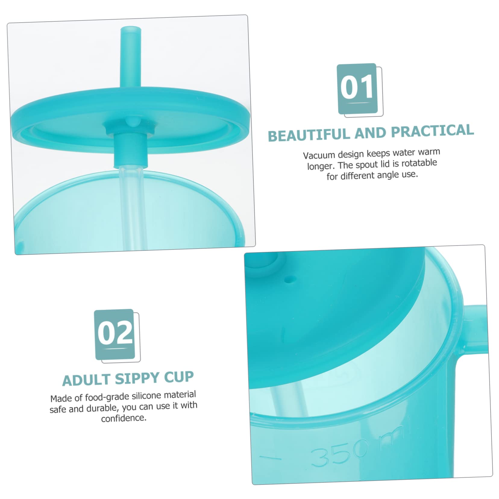 3 Piezas Vaso de agua antiasfixia pacientes taza de agua de copa discapacitada humectante plastico copa convaleciente taza de paciente postrado en cama el plastico Azul