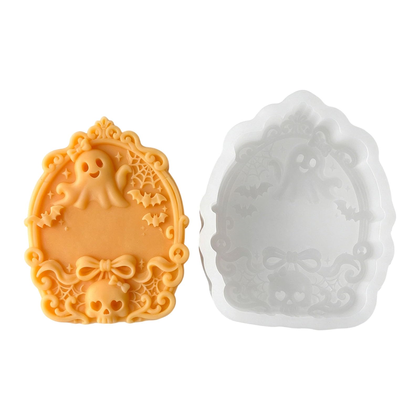 PANGBOER Decor Casting Mold for Halloween Signs, Silicone Relief Form for Seasonal Projects and Display Use Home Silicone Halloween Mold Sign Casting Relief Form Seasonal Decor Sign Holiday