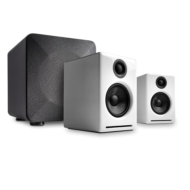 Audioengine A2 White Pc Speakers for Desktop and S6 Subwoofer