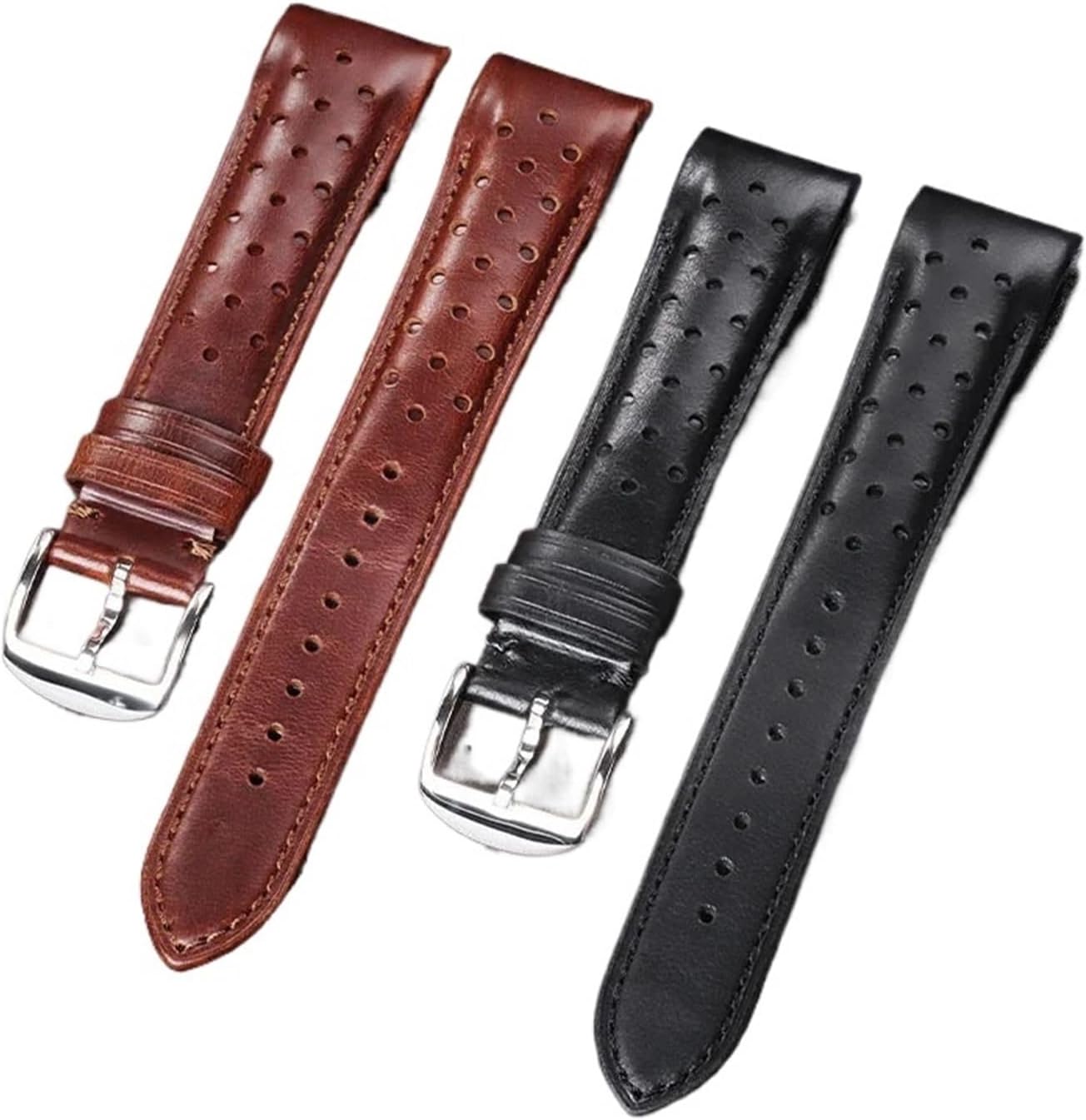 yingyingjia Genuine Leather Watch Band Curved End Strap 20mm 22mm Oil Wax Cowhide Bracelet For Men's Watchband Universal Accessories