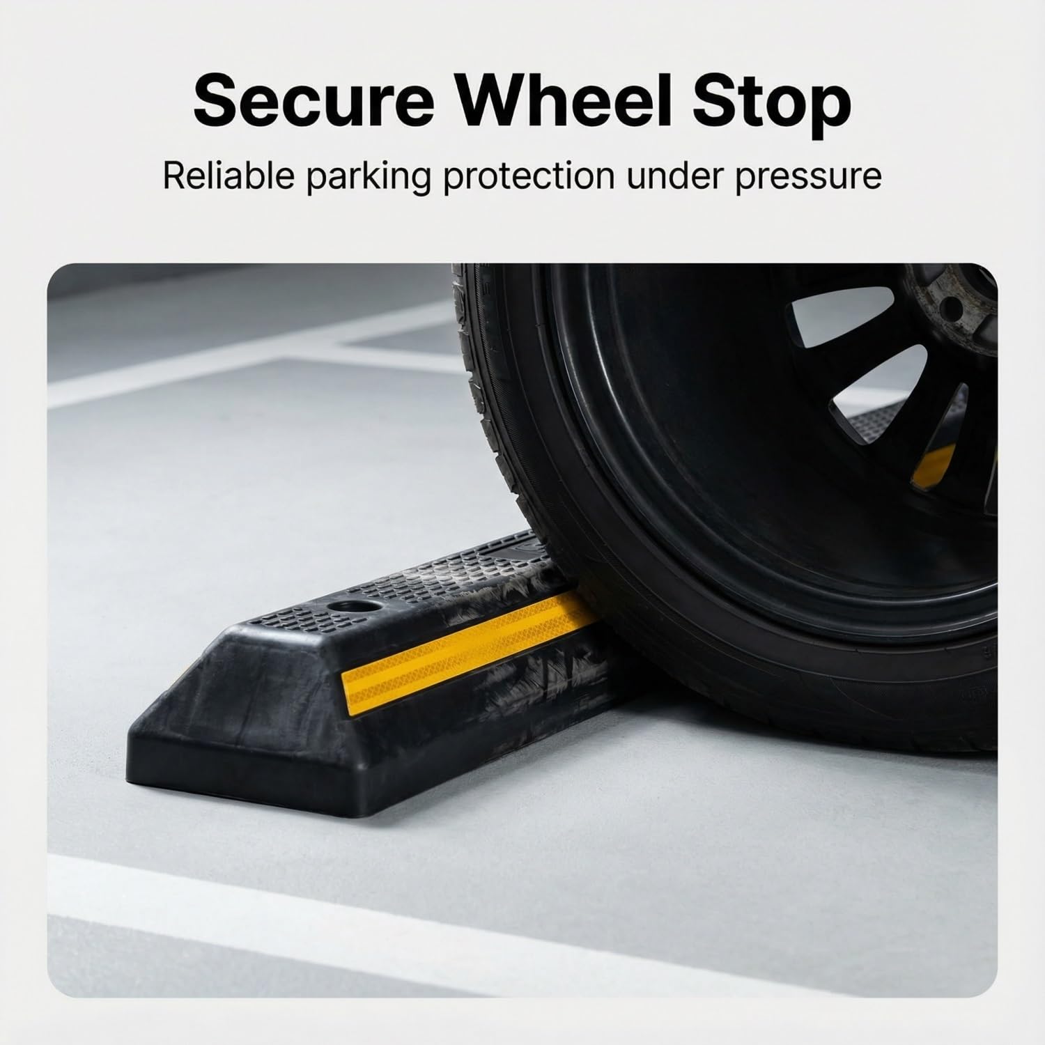 Topes de aparcamiento para coche, de goma resistente, con tiras reflectantes y pernos de fijación, ideal para garajes, escuelas, hospitales y aparcamientos