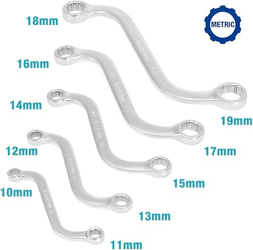 Miniatura 3 de DURATECH Juego de llaves para pata de gallo de 19 piezas de 38 pulgadas y 5 piezas métricas estilo S, acero CR-V, con organizador de herramientas de