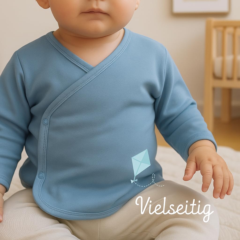 LOREZA® Lot de 5 Cache-cœurs bébé garçon à Manches Longues – 100% Coton – Confortables et faciles à Enfiler