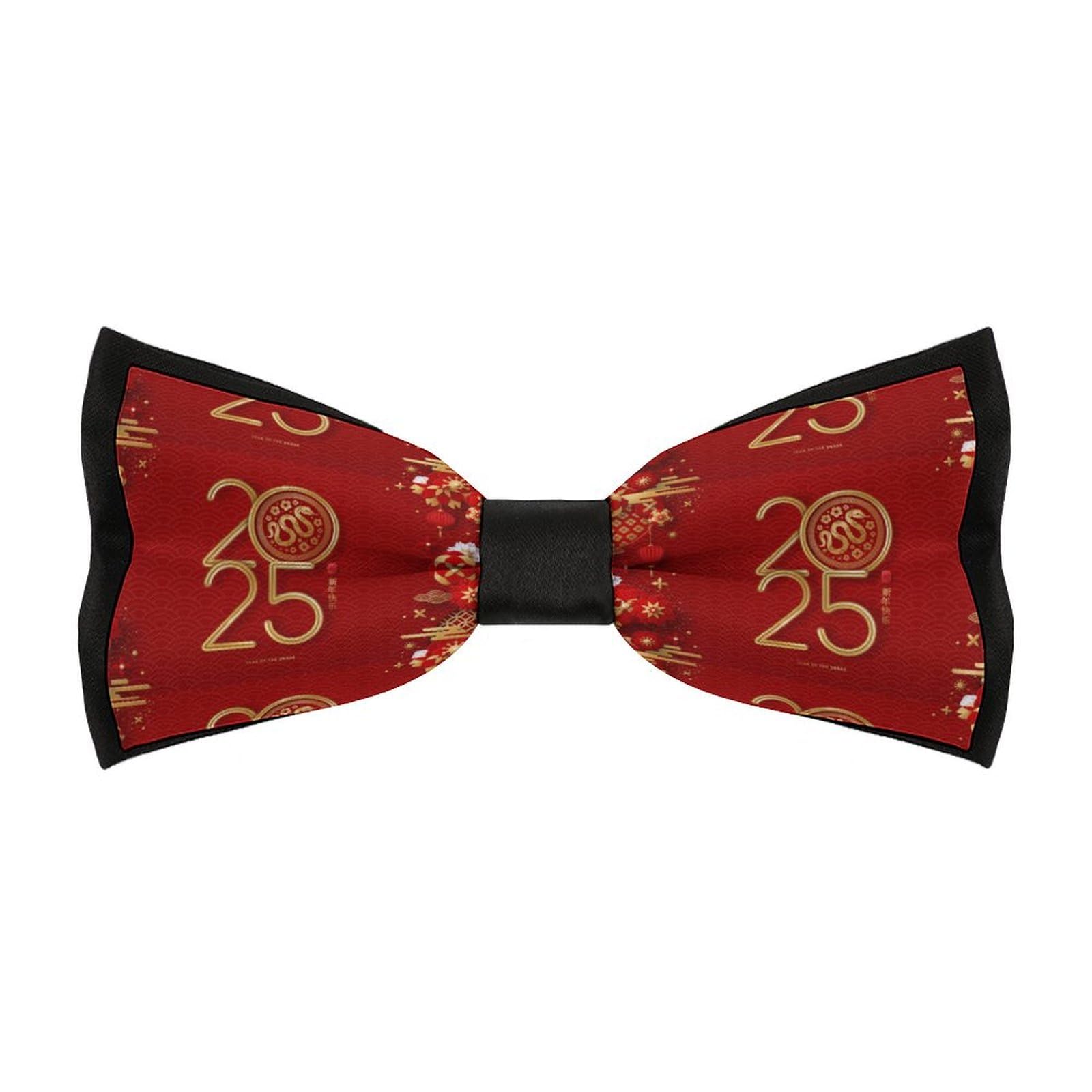 Jyyau Year Of The Snake 2025 Happy Chinese New Year 2025 Bow Tie Adjustable Necktie For Men Business Fashion Pre-tied Tie Neckwear Novelty Accessory For Weddings Party Festival