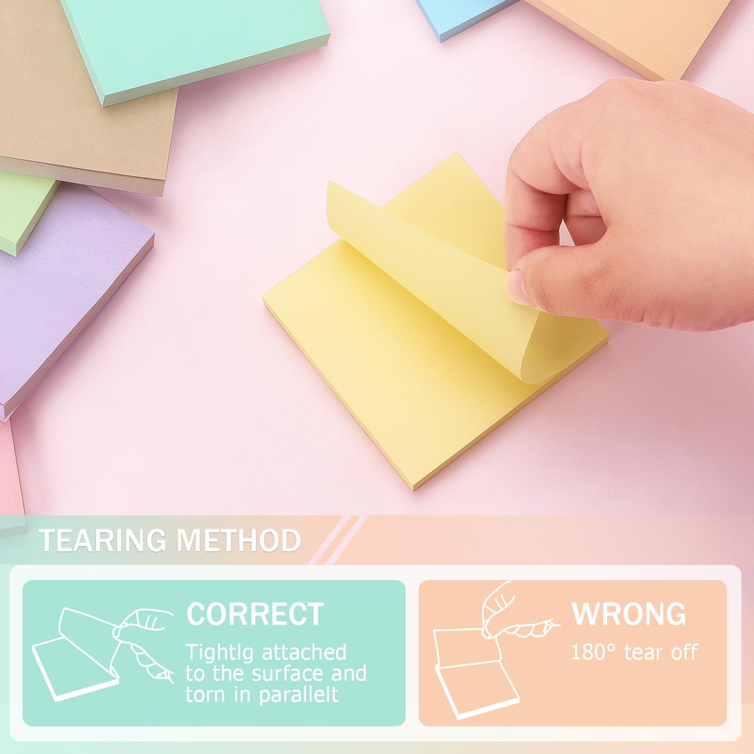 OSBOO Sticky Notes 3x3 Inch 8 Pack Pastel Colors, 80 Sheets/Pad image 5