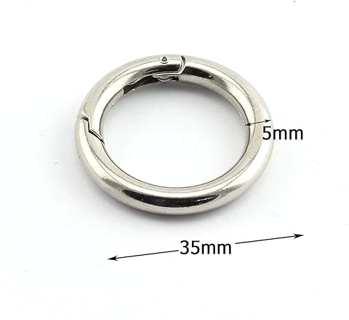 Miniatura 6 de 6 ganchos redondos de resorte de 1.378 in, accesorios de bricolaje para bolso de mano, correa de hombro, llaveros, hebilla, círculo de aleación de