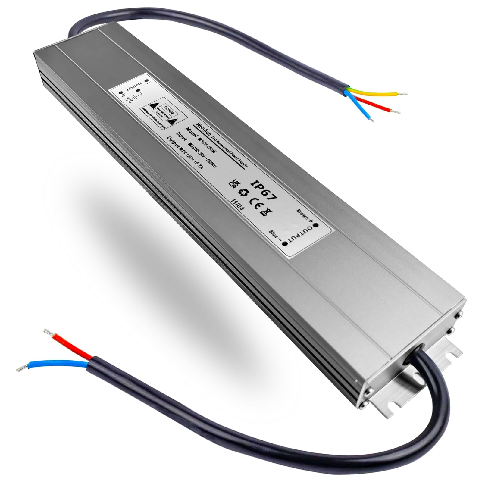 Transformador 220V a 12V 200W 16.7A Fuente Alimentacion LED IP67 Impermeable Ultrafino Transformadores Voltaje Constante Iluminación Exterior e Interior para Tira LED Luces LED