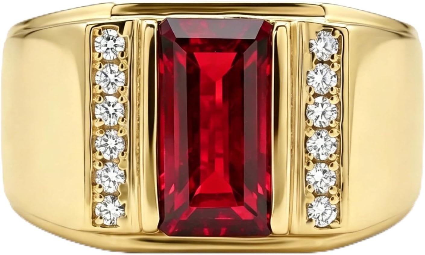 Red Ruby Ring for Men 10K/14K/18K Solid Gold Vintage 1.0-5.0 CT Ruby Moissanite Diamond Rings Gemstone Wedding Ring Promise Rings for Him Husband Fathers Anniversary Jewelry