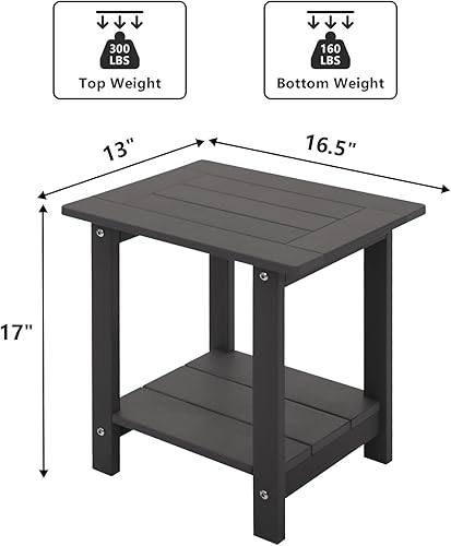 Vista 31 de Double Adirondack - Mesa auxiliar rectangular para exteriores, resistente a la intemperie, para silla Adirondack, color gris