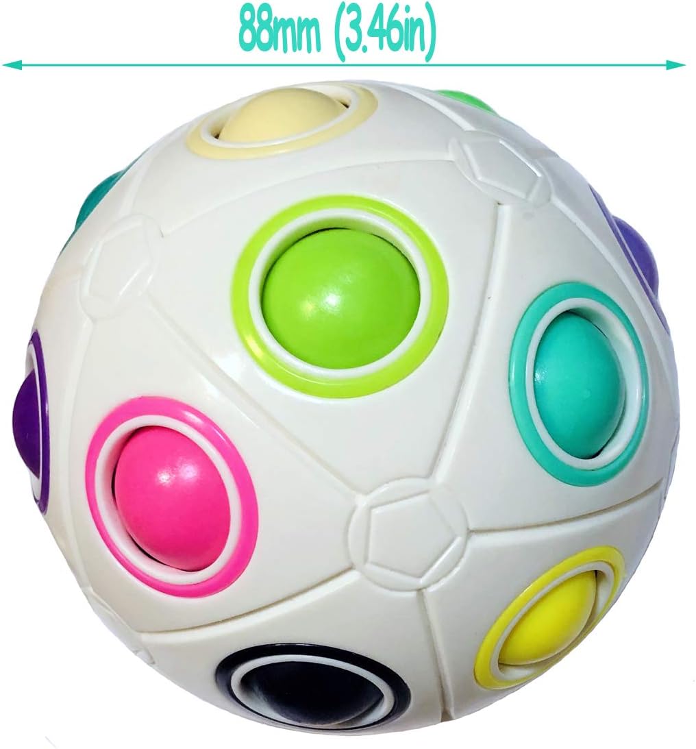 TANCH Magic Rainbow Ball Puzzle Cube Large Fidget Stress Relief Ball Brain Teasers Games Toys for Adults (20 Holes)