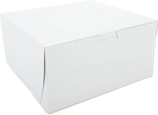 Southern Champion Tray 0941 Premium Clay-Coated Kraft Paperboard White Non-Window Lock Corner Bakery Box, 8" Length x 8" Width x 4" Height (Case of 250)