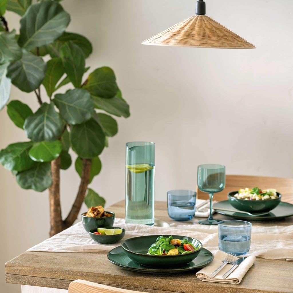 like. by Villeroy & Boch – Like Sage Trinkgläser mit Karaffe Set 5-teilig | Handgefertigte Wasserkaraffe/Saftkrug (1 Liter) und 4x Wasserbecher (280 ml), Kristallglas, Spülmaschinenfest