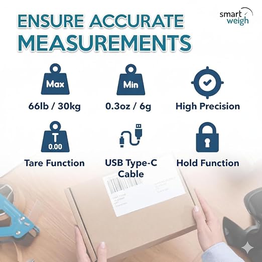 Báscula digital de envío Smart Weigh, capacidad 66 lb, precisión 0.3 oz miniatura 5