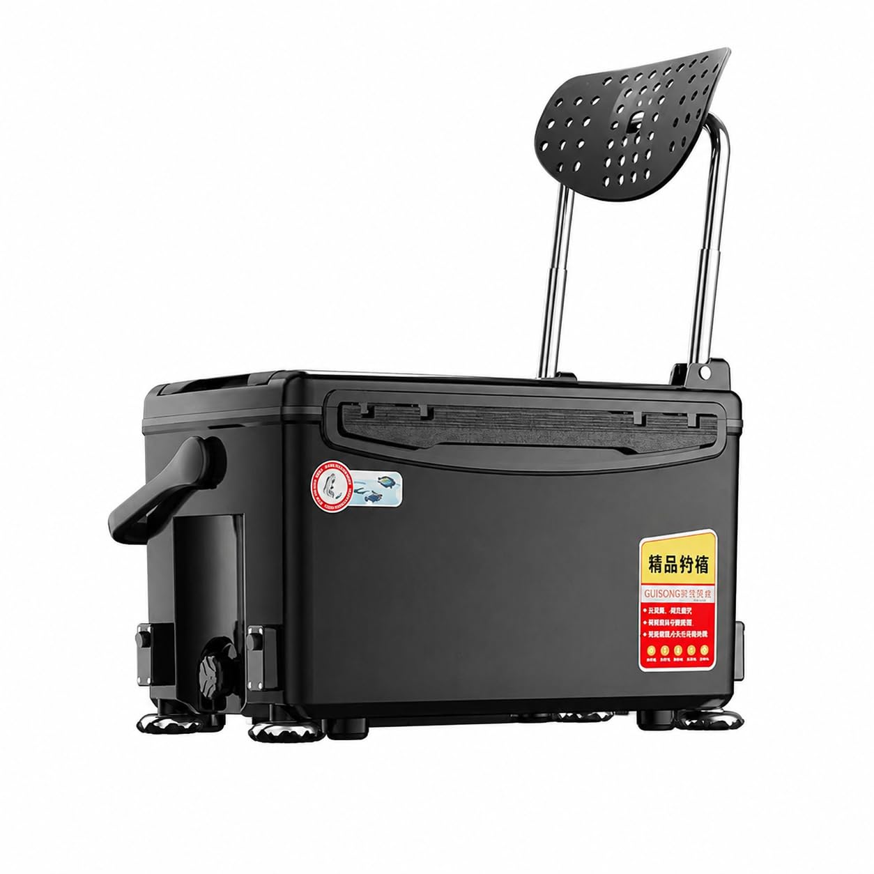 Multifunktionaler Angelkoffer mit Sitz, 9L, 500kg Tragkraft, Dunkelgrau, Stabile, Tackle Box für Angler, three-point mit Werkzeugfach