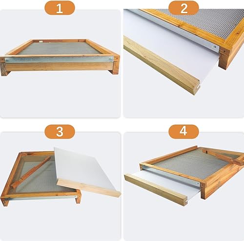 Miniatura 5 de Tablero inferior de colmena de 8 marcos, base de colmena de abeja Langstroth con reductor de entrada, sumergida en cera de abeja 100% (8 marcos)