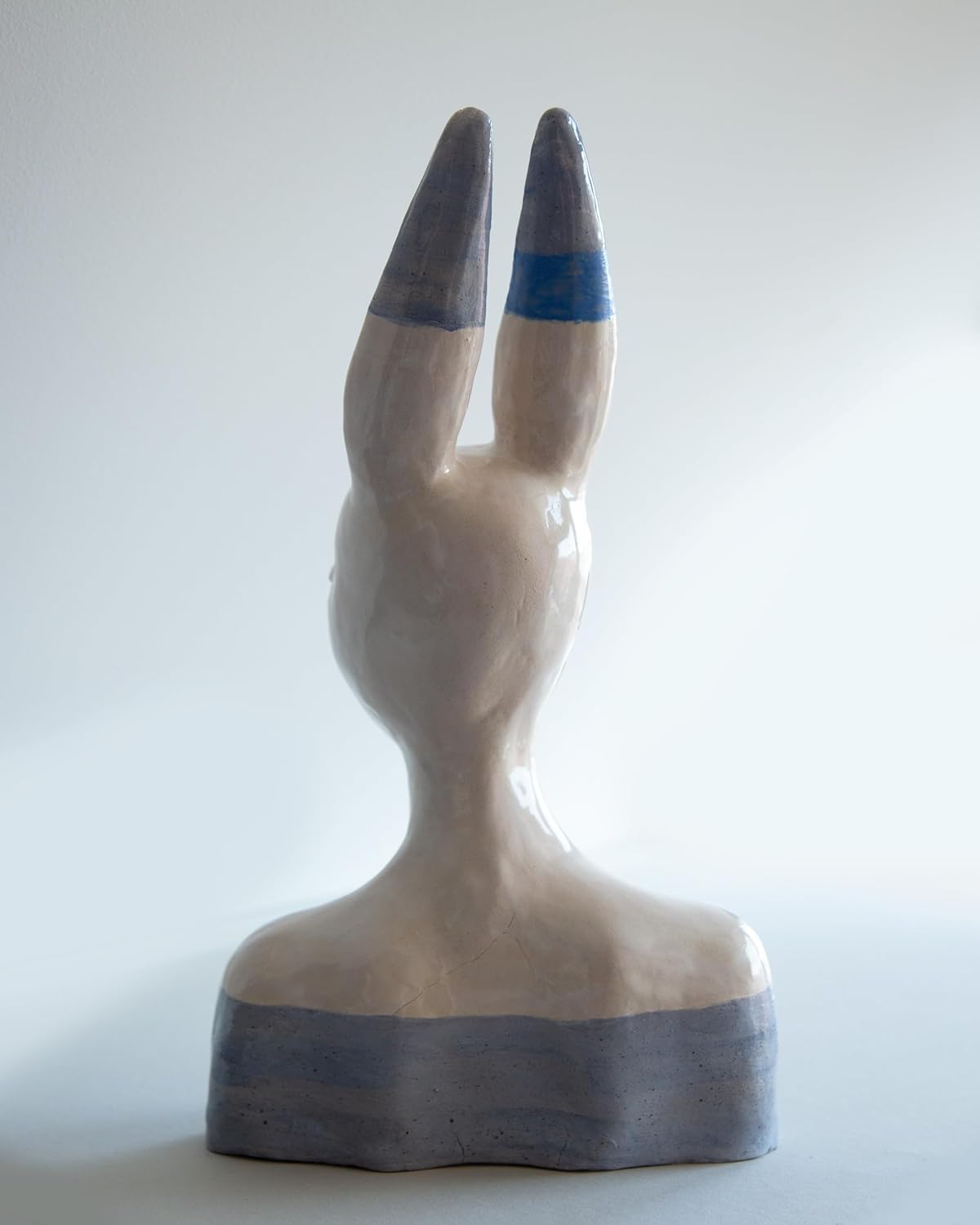 Ceramic Hare Woman Bust Sculpture – Whimsical Fantasy Statue – Handmade Home Decor Art