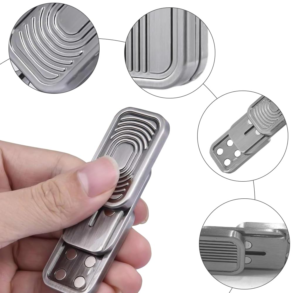 Metal Poke Fidget Slider, EDC Fidget Slider Toys, metalowa zabawka antystresowa, ADHD, Fidget Toy Metal, Push Card dla dzieci, dorosłych – srebrny